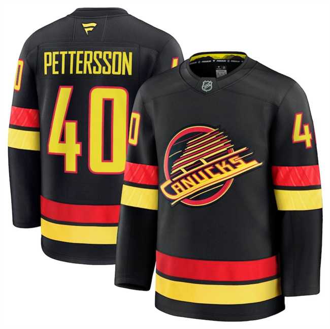 Men%27s Vancouver Canucks #40 Elias Pettersson Black 2024-25 Alternate Stitched Hockey Jersey Dzhi->vancouver canucks->NHL Jersey